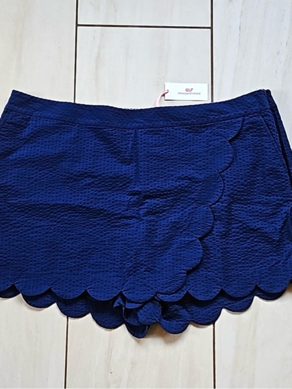 Vineyard Vines Navy Blue Scallop Seersucker Skort [size 24]
